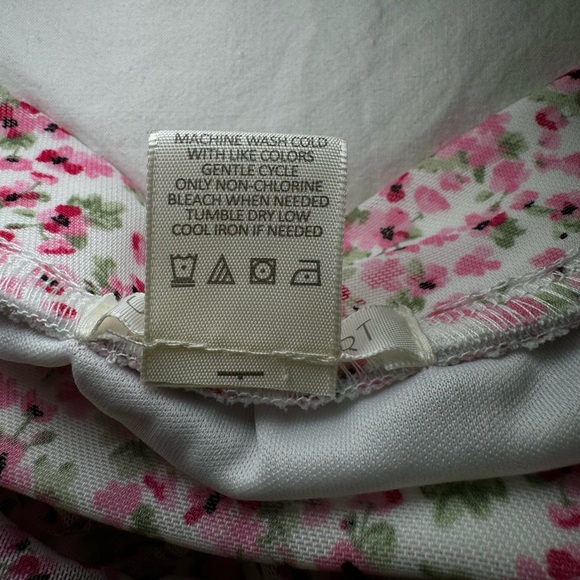 ULTRA FLIRT Skirt Pink Ruched Mesh with Vertical Drawstrings Tiny Rose Ditsy XL - Picture 5 of 8